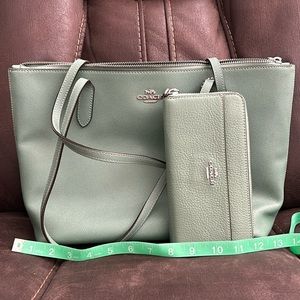 COACH Zip Top Tote with matching accordion zip wallet